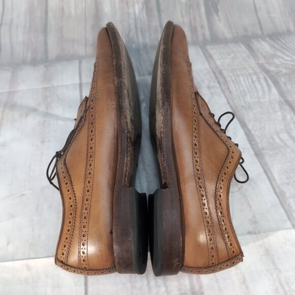 Allen Edmonds Larchmont Men’s 12B Brown Leather Wingtip Oxford Dress Shoes - Picture 5 of 9